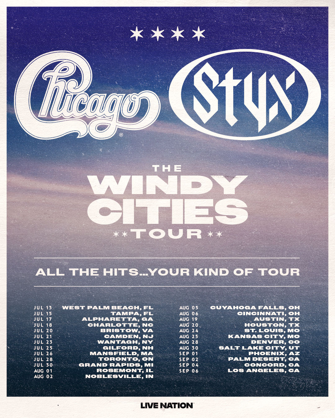 Styx The Windy Cities Tour Poster 2026